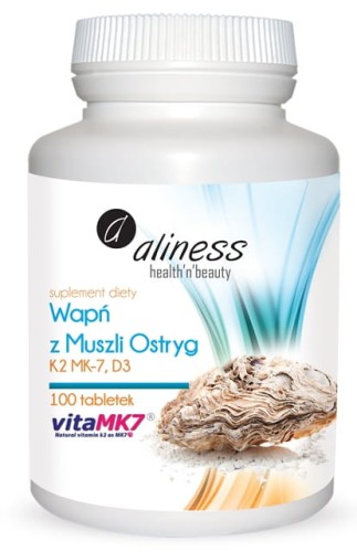 Aliness, Wapń z muszli ostryg z K2 i D3, 100 tab.